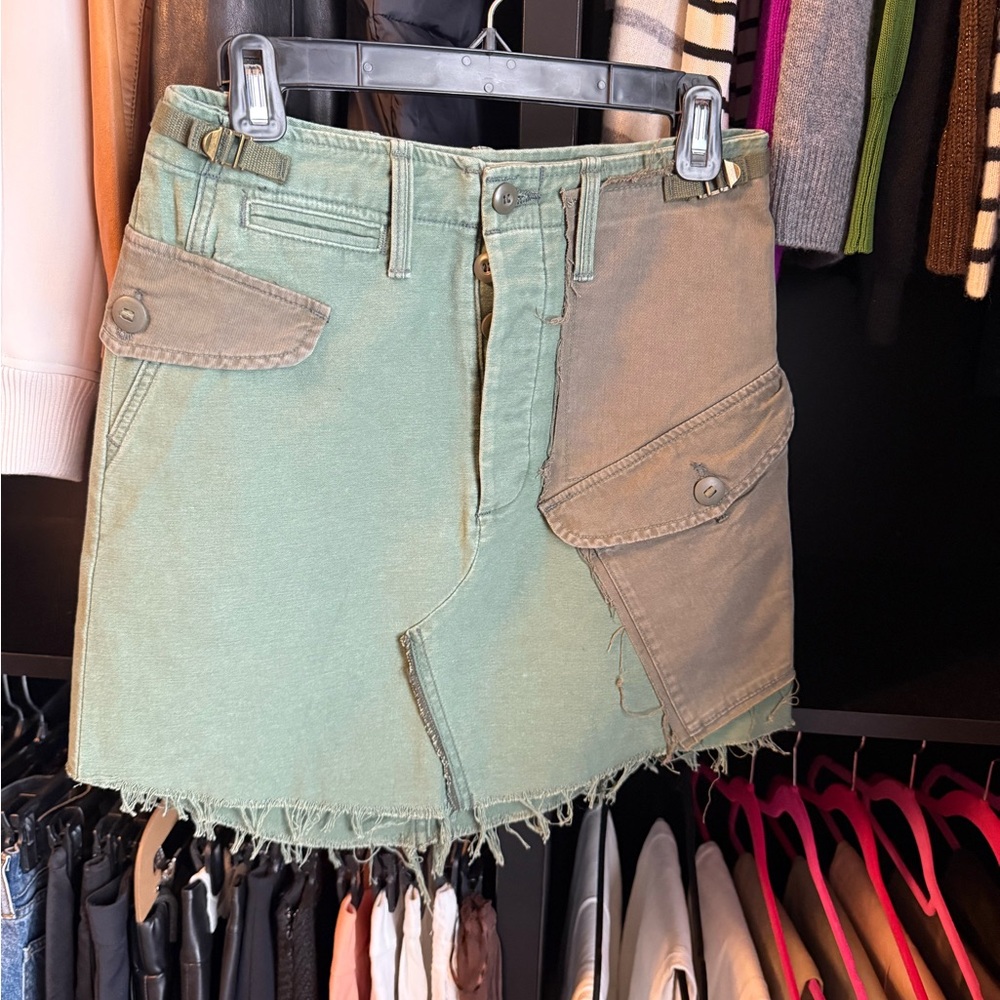 Mother Two-Tone Green Mini Skirt